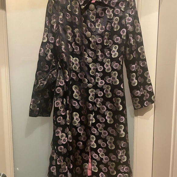 WDNY Floral Black Coat with Diamond buttons - Picture 1 of 3